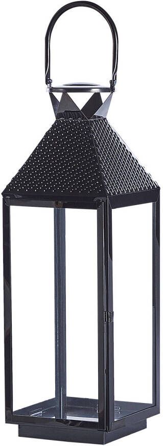 Beliani Bali Windlichtzuilen zwart rvs