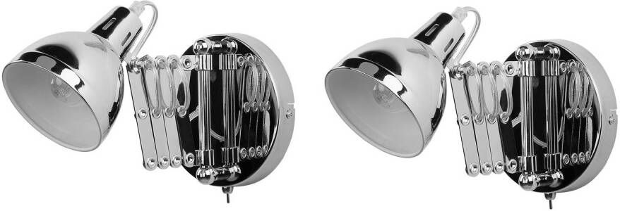 Beliani Harrington Muurlamp zilver staal