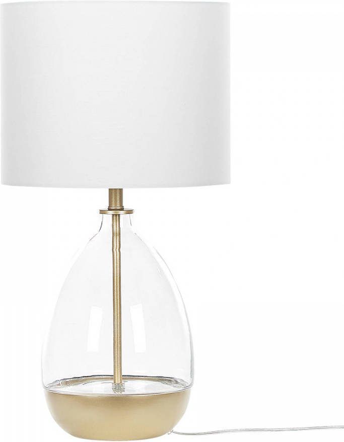 Beliani Okari Tafellamp wit glas
