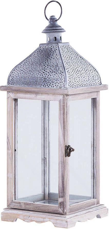 Beliani Samar Windlichtzuilen wit ijzer