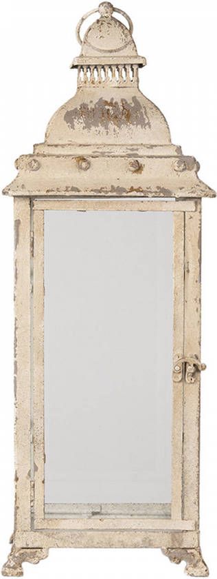 Clayre & Eef Lantaarn 55 cm Beige Ijzer Vierkant Kaarsenhouder