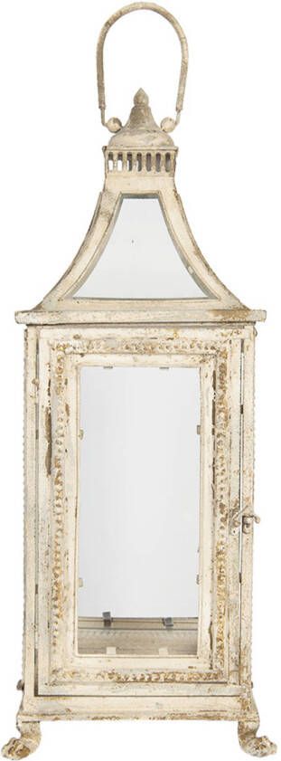 Clayre & Eef Lantaarn 68 cm Beige Ijzer Kaarsenhouder Sfeerverlichting