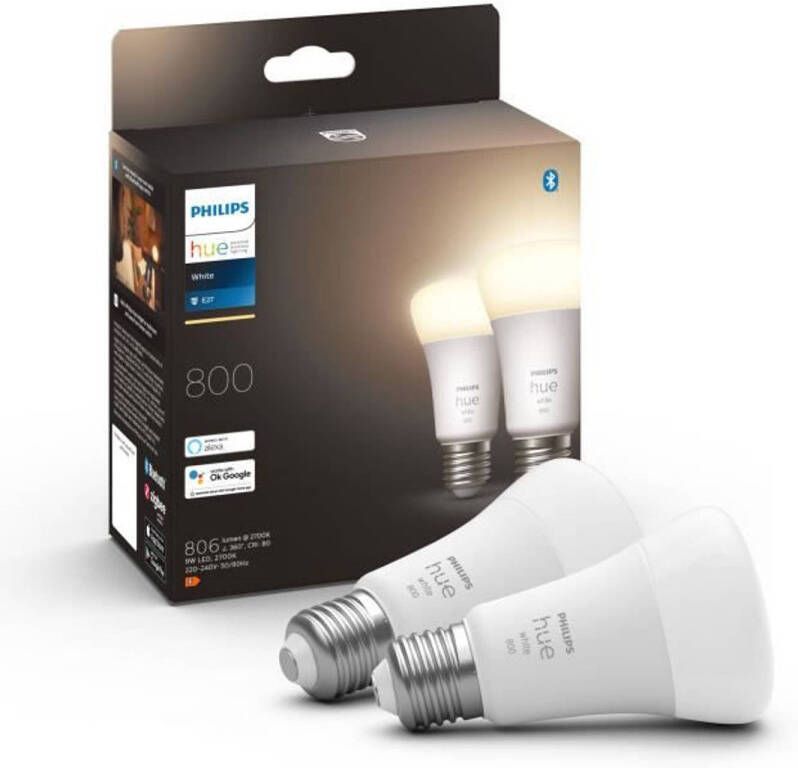 Philips Hue White Smart Led lampen E27 Bluetooth compatibel Pak Van 2