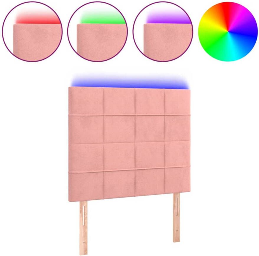 VIDAXL Hoofdbord LED 80x5x118/128 cm fluweel roze