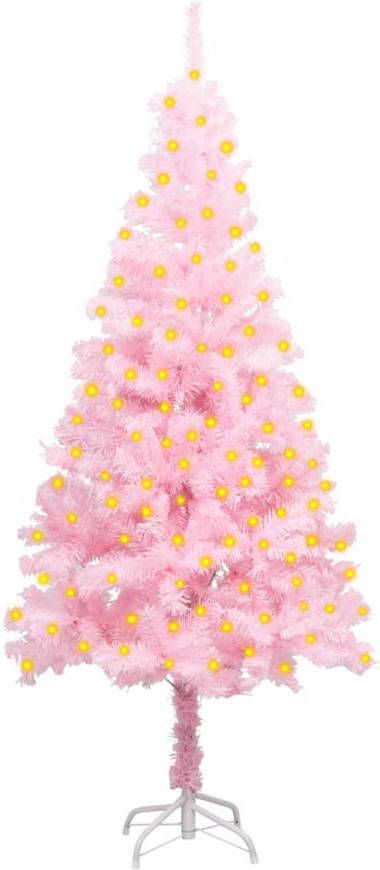 VidaXL Kunstkerstboom Met Led&apos, s En Standaard 150 Cm Pvc Roze