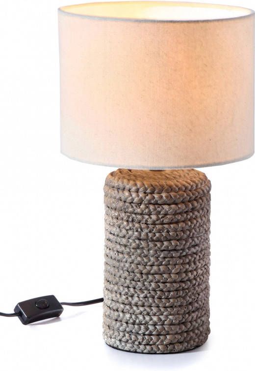 bpc living bonprix collection Tafellamp in rieten look, beige/bruin, keramiek, textiel
