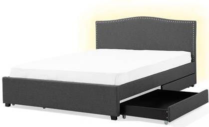 Beliani MONTPELLIER Bed met opberger grijs 160x200