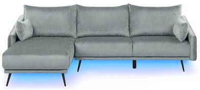 Beliani VARDE Hoekbank met LED verlichting grijs