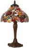 Clayre & Eef Tafellamp Tiffany Bloemen Compleet 40 X ø 26 Cm Bruin, Rood, Paars, Multi Colour Ijzer, Glas online kopen
