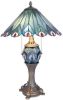 Clayre & Eef Tafellamp Tiffany ø 40x65 Cm/E27/2x60w/E14/1x7w Blauw Ijzer, Glas online kopen