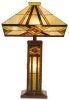 Clayre & Eef Tiffany Tafellamp Uit De Flintwood Serie Bruin, Geel, Ivory Ijzer, Glas online kopen