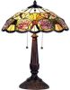 Clayre & Eef Tafellamp Tiffany Compleet ø 44x57 Cm 2x E27 Max 60w. Bruin, Paars, Multi Colour Ijzer, Glas online kopen
