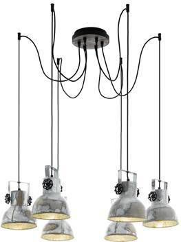 EGLO Hanglamp 6 lichts Barnstaple Hout/oud zink/zw