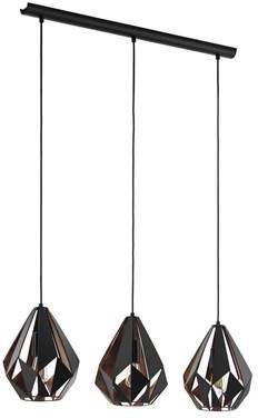 EGLO hanglamp Carlton 1 3 lichts zwart/koper Leen Bakker online kopen