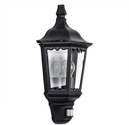 KS Verlichting Ancona Plat zwart met bewegingsmelder