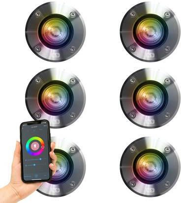 KS Verlichting Grondspot LED Ø11 Rond RVS set met smart WIFI LED's(6 stuks )