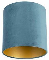 QAZQA Lampenkap cilinder velours Blauw Klassiek/Antiek D 250mm