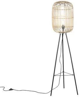 QAZQA LED Vloerlamp manila Beige Landelijk D 45cm
