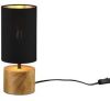 Reality Leuchten Tafellamp Woody, hout/textiel, cilinder, zwart online kopen