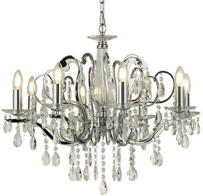 Searchlight Verona Kroonluchter 8 lichts ovaal chroom kristal glas