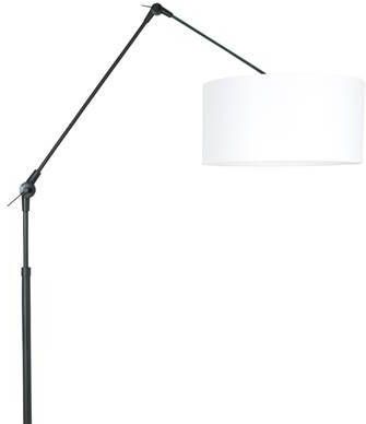 Steinhauer Vloer Leeslamp Prestige Chic zwart met 40cm witte chintz kap 8112ZW