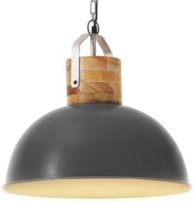 vidaXL Hanglamp industrieel rond E27 42 cm massief mangohout grijs