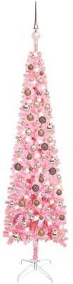 VidaXL Kerstboom Met Led&apos, s En Kerstballen Smal 150 Cm Roze