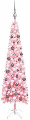 VidaXL Kerstboom Met Led&apos, s En Kerstballen Smal 150 Cm Roze