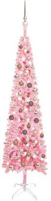 VidaXL Kerstboom Met Led&apos, s En Kerstballen Smal 180 Cm Roze