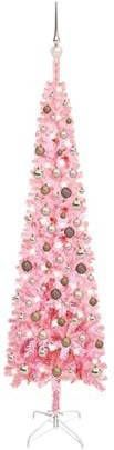 VidaXL Kerstboom Met Led&apos, s En Kerstballen Smal 210 Cm Roze