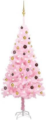 VidaXL Kunstkerstboom Met Led&apos, s En Kerstballen 180 Cm Pvc Roze