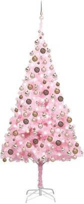VidaXL Kunstkerstboom Met Led&apos, s En Kerstballen 210 Cm Pvc Roze