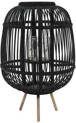 vidaXL Lantaarnhouder vrijstaand bamboe zwart