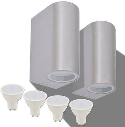 vidaXL LED wandlamp tuin op -/neerwaarts rond 2 st