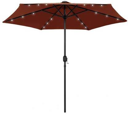 vidaXL Parasol met LED verlichting en aluminium paal 270 cm terracotta