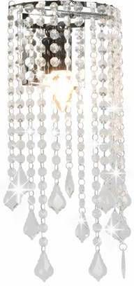 vidaXL Wandlamp met kristallen kralen rechthoekig E14 zilverkleurig