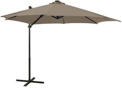vidaXL Zweefparasol met paal en LED verlichting 300 cm taupe