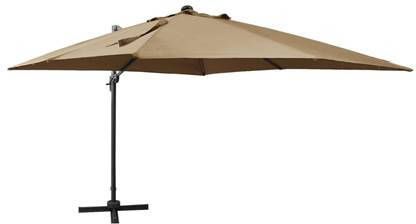 vidaXL Zweefparasol met paal en LED verlichting 300 cm taupe