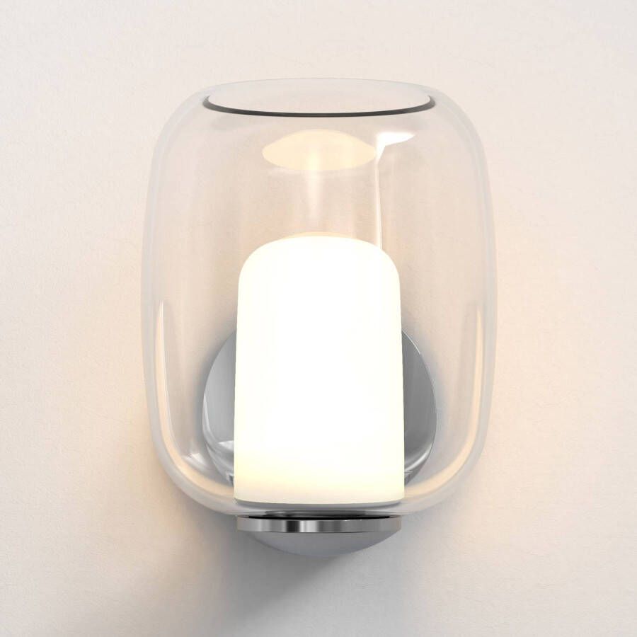 ASTRO Aquina wandlamp, glazen kap, IP44, chroom