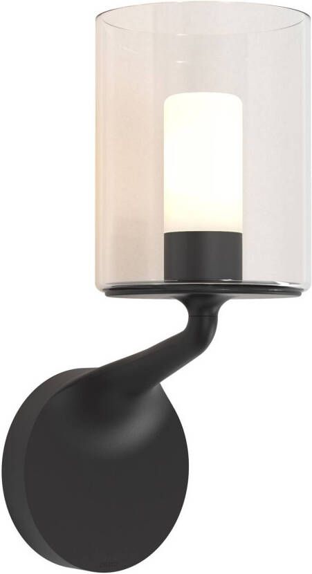 ASTRO Elena wandlamp, glazen kap, IP44, zwart