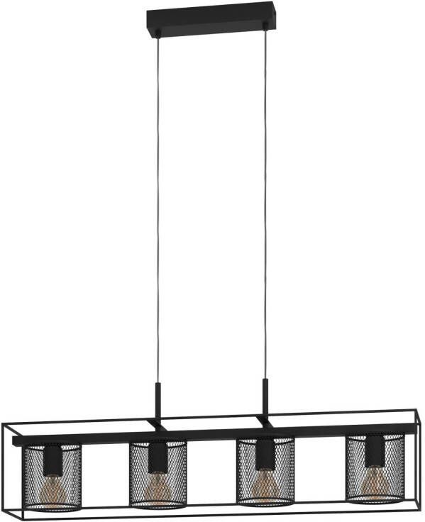 EGLO Hanglamp Catterick, zwart, vier kooikappen