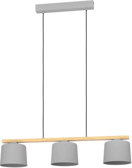 EGLO Hanglamp Mariel 3 lamps lichtgrijs hout natuur
