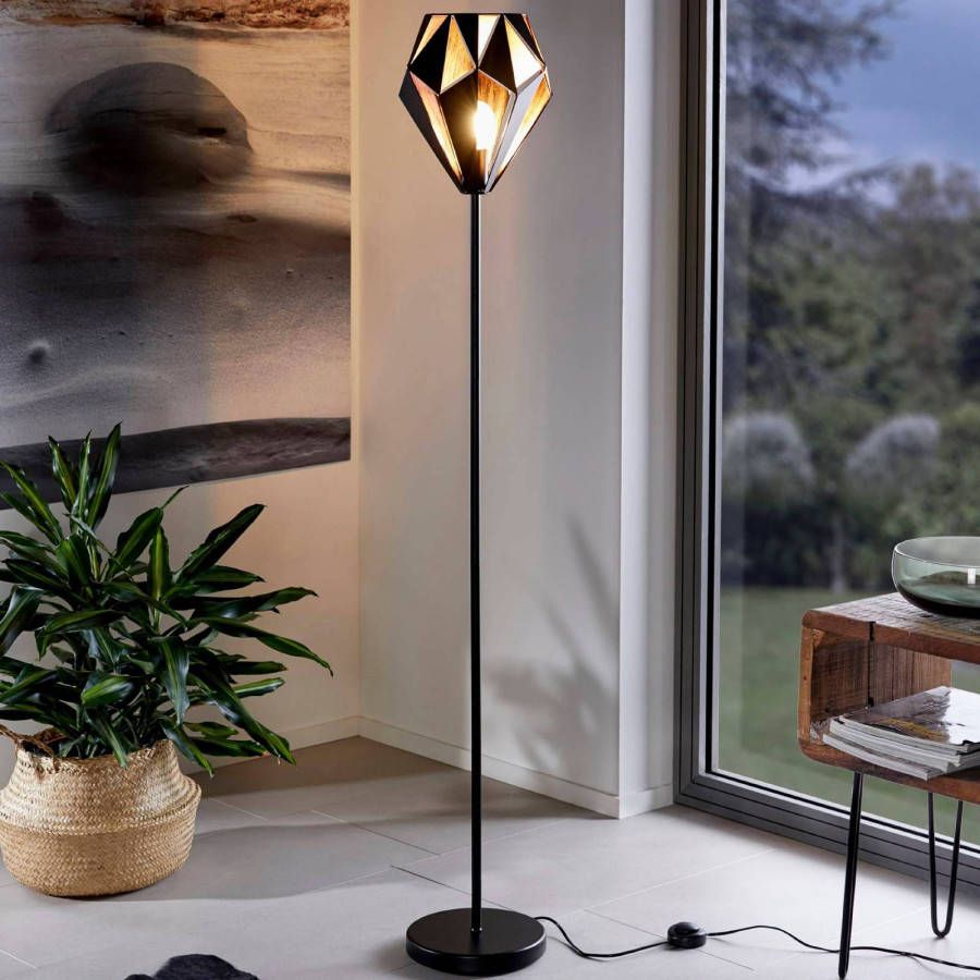 EGLO Vloerlamp Carlton van staal, zwart/koper