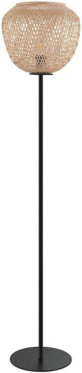 EGLO Vloerlamp Dembleby van hout, natuurkleuren