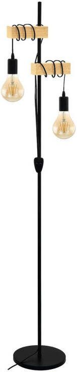 EGLO Vloerlamp Townshend 2 lamps zwart/hout licht