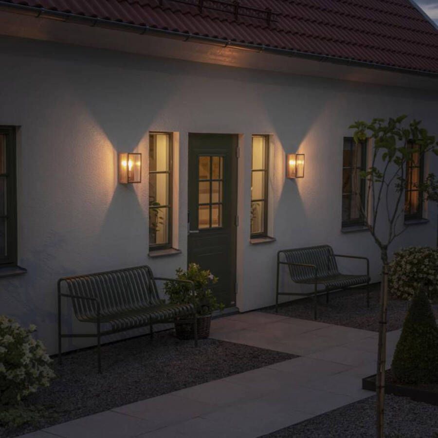 Konstsmide Buitenwandlamp Carpi, messing, breedte 18cm