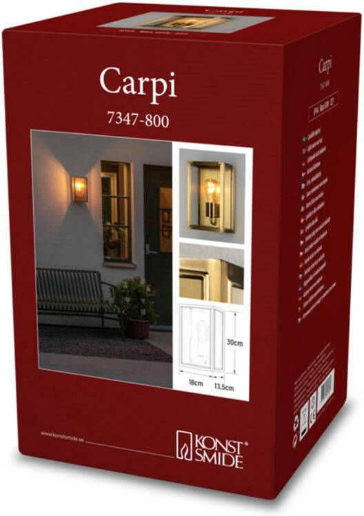Konstsmide Buitenwandlamp Carpi, messing, breedte 18cm