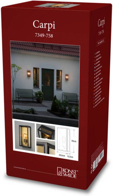 KonstSmide Landelijke muurlamp Carpi zwart met goud 7349 758