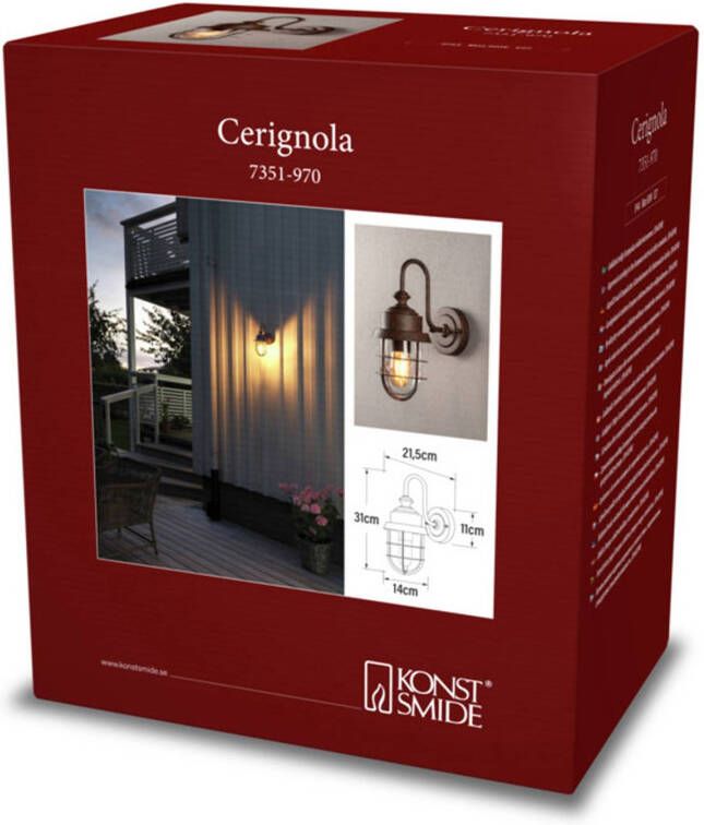 Konstsmide Cerignola Wandlamp E27 24.5 x 30.5 cm Roestbruin