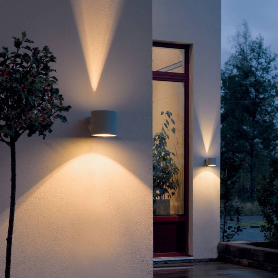 Konstsmide Buitenlamp 'Modena' Wandlamp, Round Twin G9 /230V, kleur Grijs